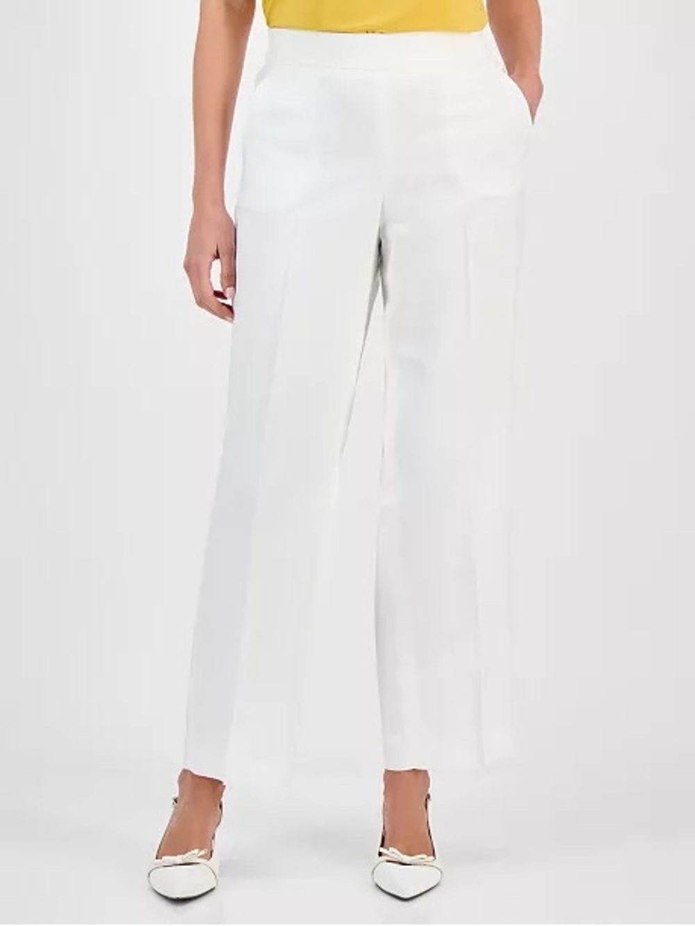 Kasper Women's Linen-Blend Pants in White, Size XL, NWT